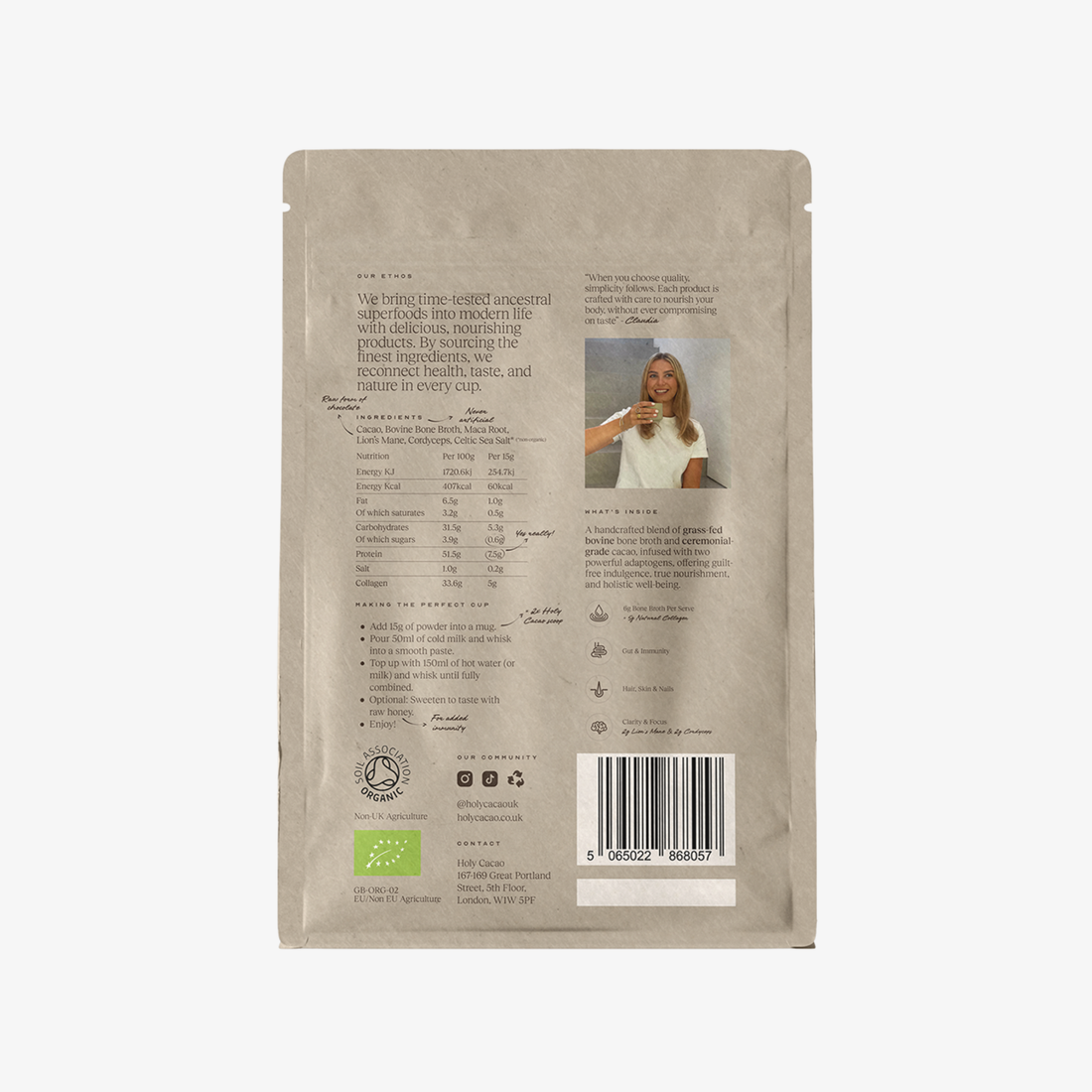 Holy Cacao Focus Blend – Ceremonial Cacao, Lion's Mane & Cordyceps