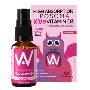 Well.Actually. Liposomal Kids Vitamin D3 Spray – Cherry Berry 400–800 IU