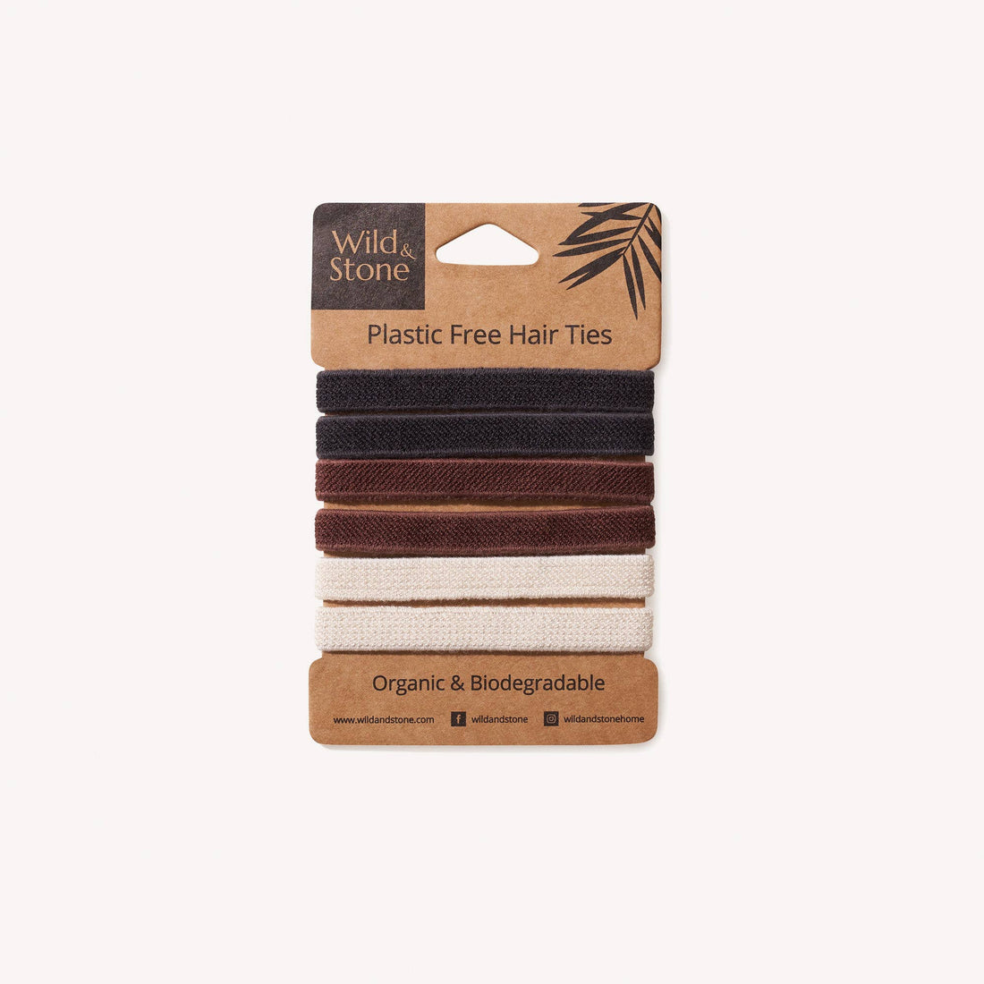 Wild &amp; Stone Plastic-Free Hair Ties – 6 Pack Natural