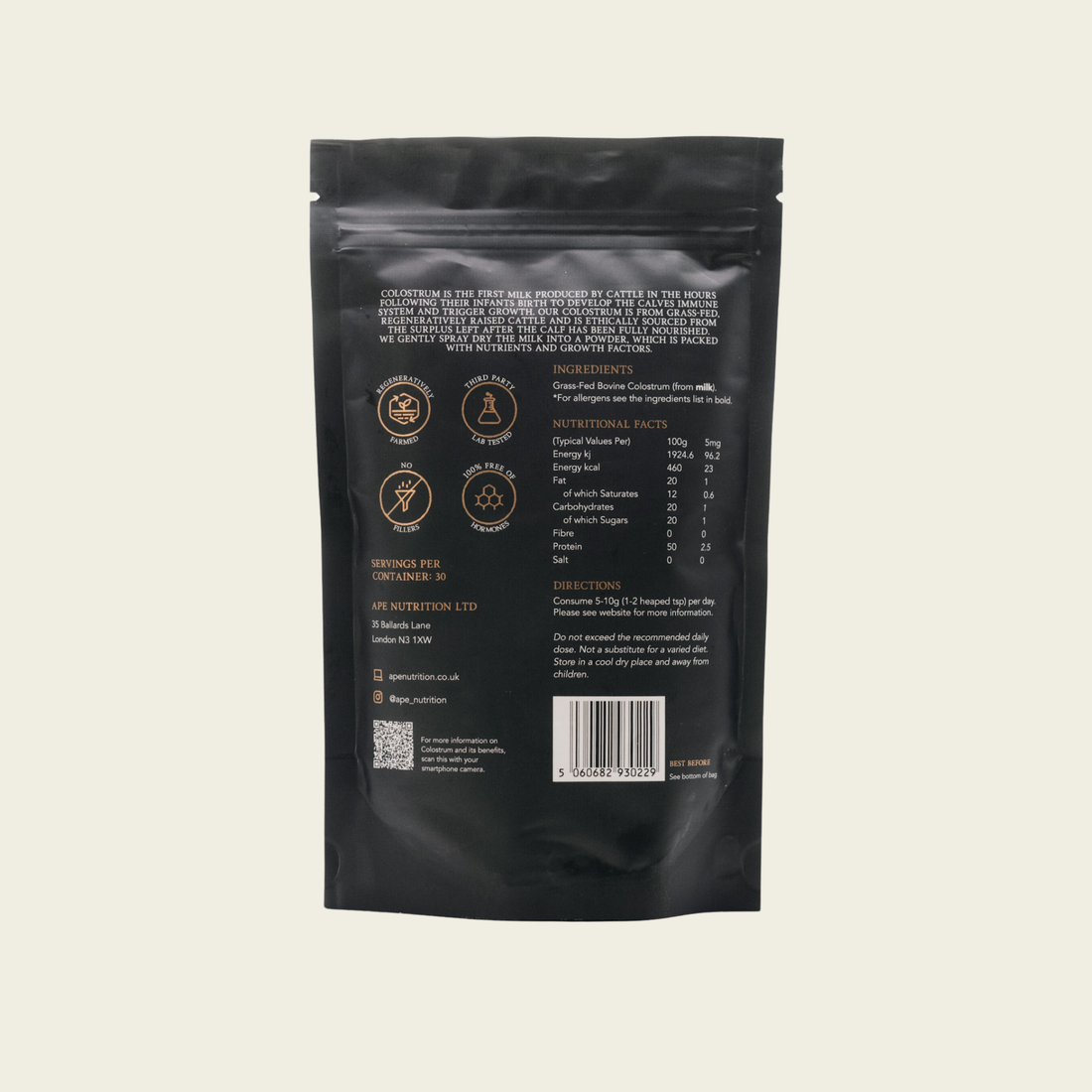 APE Nutrition Grass-Fed Colostrum Powder (150g)