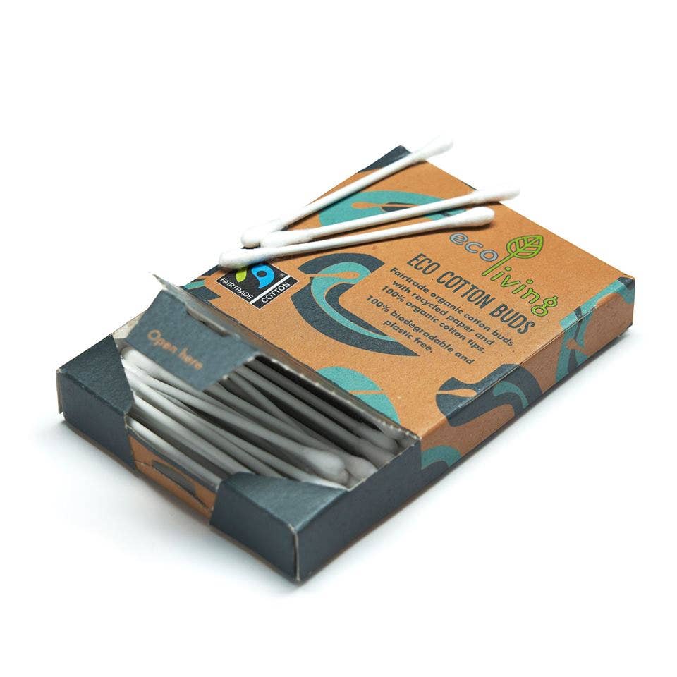 ecoLiving Organic Fairtrade Cotton Buds – 100 Pack