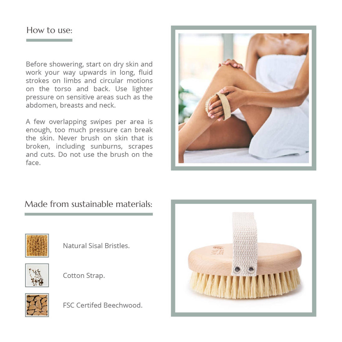 Wild &amp; Stone Natural Dry Body Brush – FSC® Beechwood &amp; Sisal Bristles