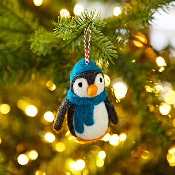 Paper High Felt Penguin in Hat &amp; Scarf Christmas Decoration