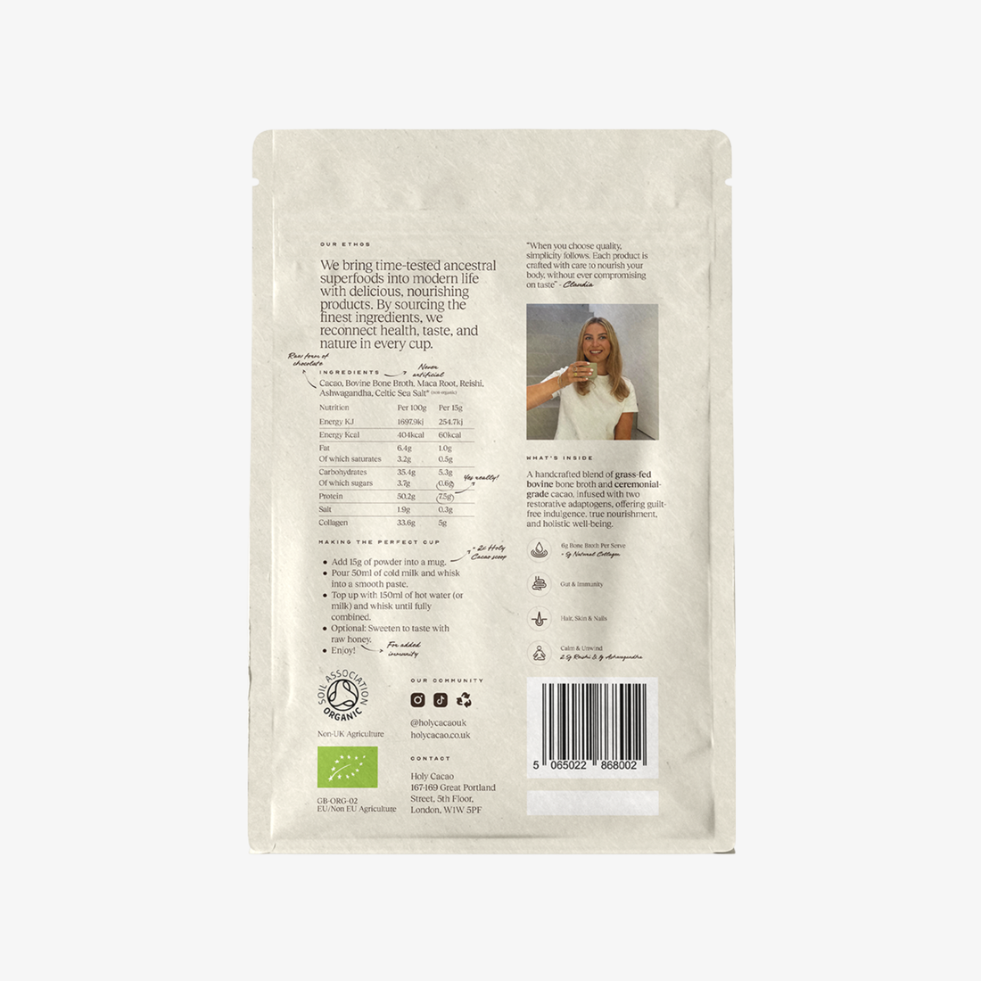 Holy Cacao Calm Blend – Ceremonial Cacao, Bone Broth, Reishi & Ashwagandha