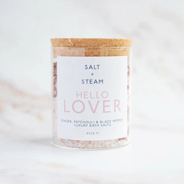 Salt + Steam Hello Lover Bath Salts – Ginger, Patchouli &amp; Black Pepper (80g / 432g)