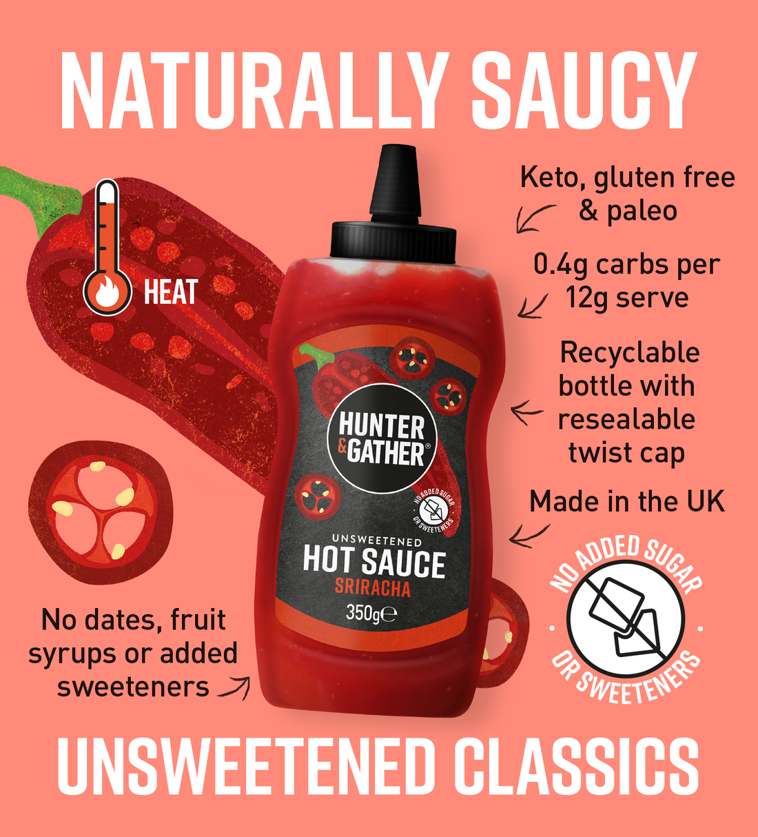 Hunter & Gather Hot Sauce - Squeezy - 350g
