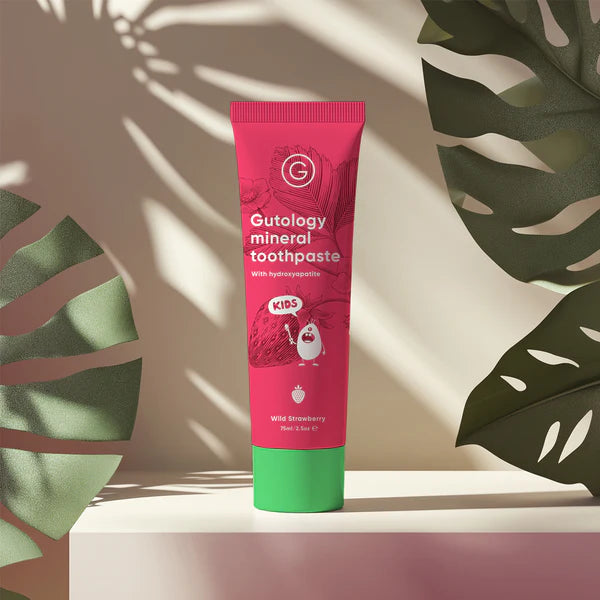 Gutology toothpaste for optimal gut health and oral hygiene, promoting a balanced microbiome.