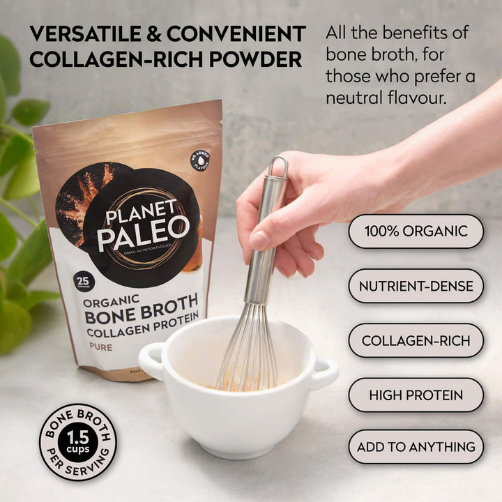 Planet Paleo Organic Bone Broth Collagen Protein -Pure 225g