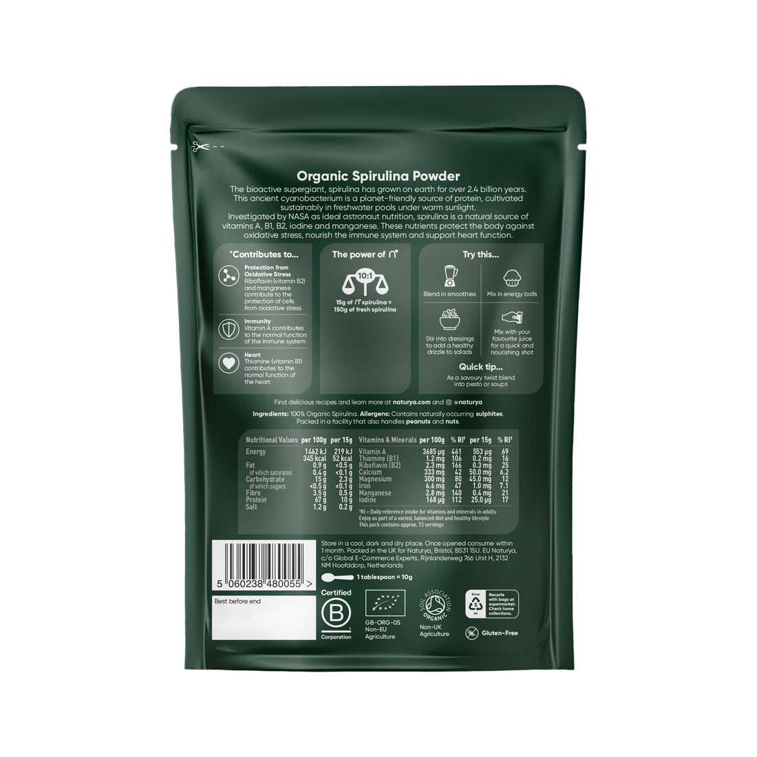 NATURYA Organic Spirulina Powder 200g