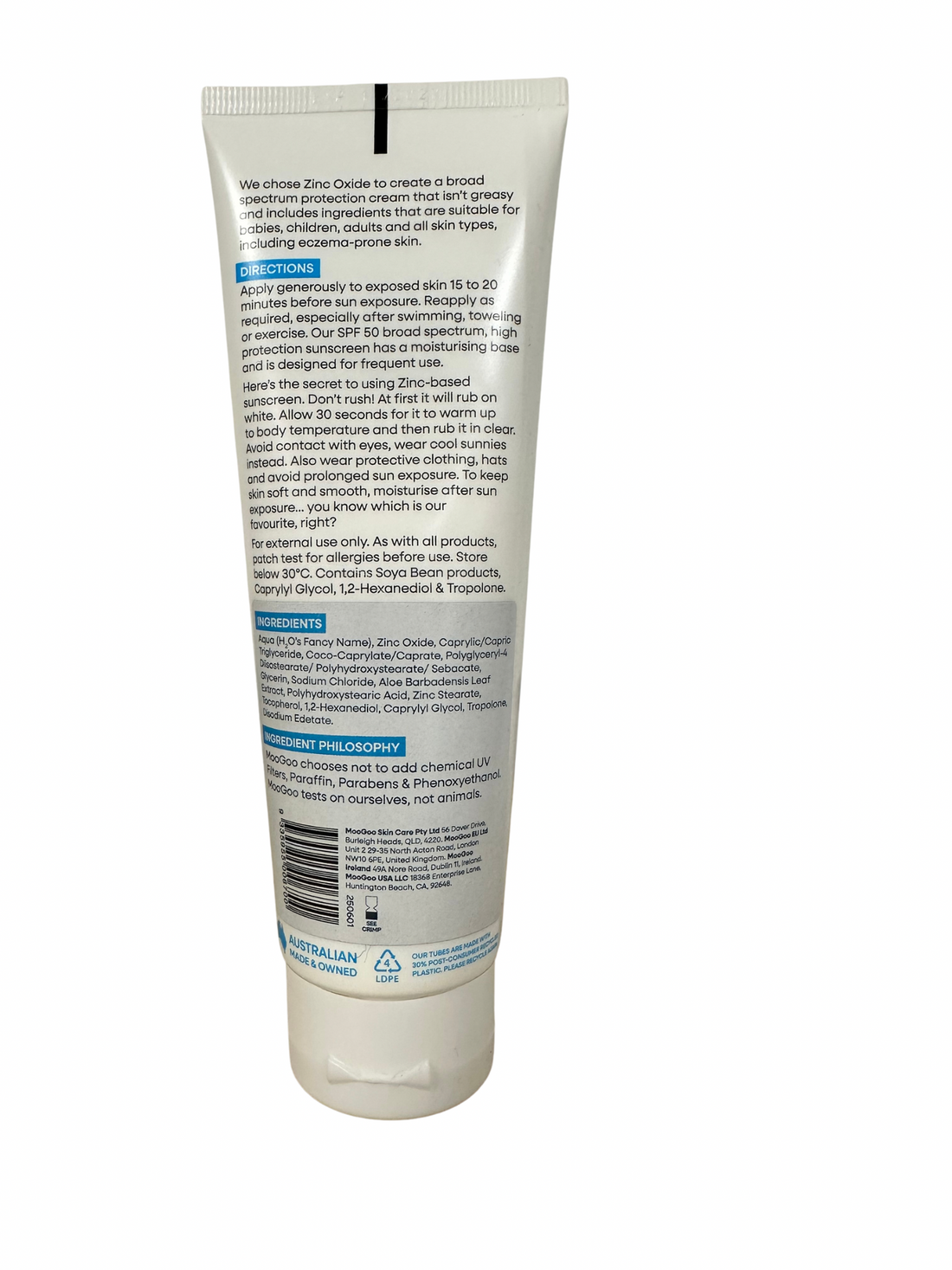 MooGoo Clear Zinc Sunscreen SPF 50 – Natural Mineral Sunscreen