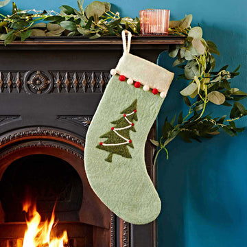 Paper High Felt Christmas Stocking – Tree