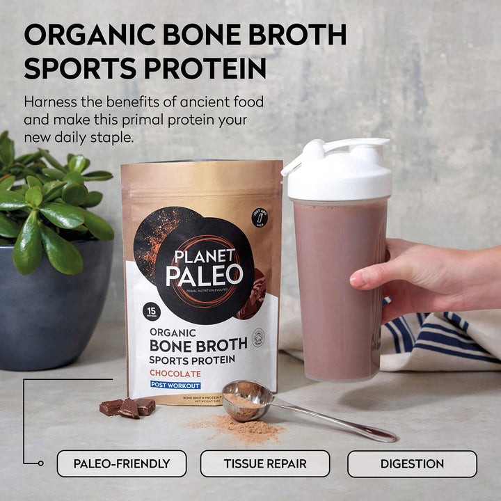 Planet Paleo Organic Bone Broth Sports Protein - Chocolate 240g