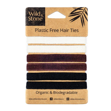 Wild &amp; Stone Plastic-Free Hair Ties – 6 Pack Natural