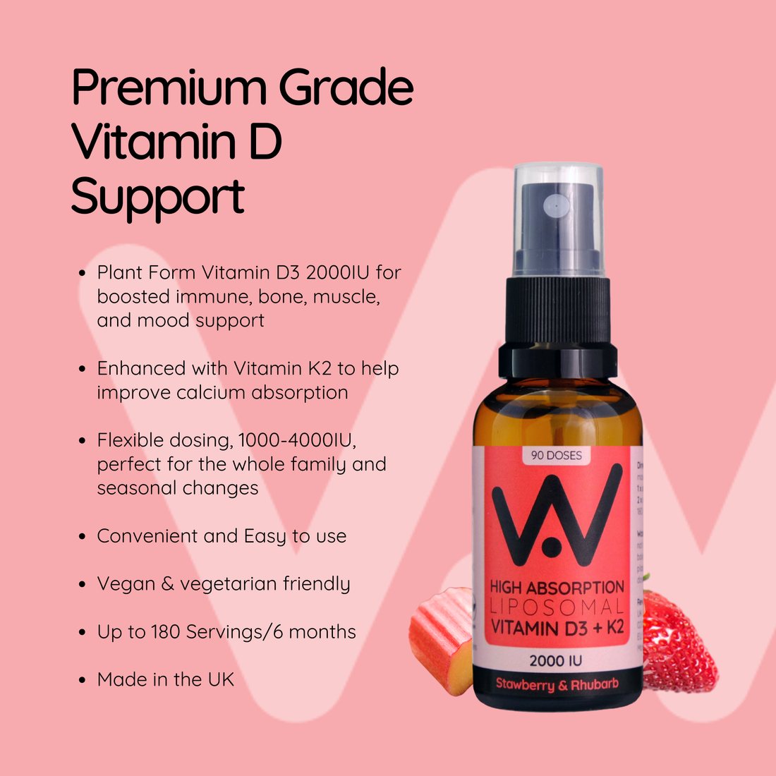 Well.Actually. Liposomal Vitamin D3 &amp; K2 Oral Spray – Strawberry &amp; Rhubarb