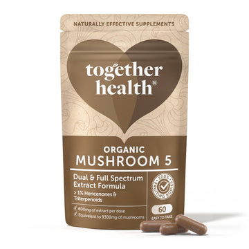 Together Health Mushroom 5 Blend – 9300 mg High Strength Organic Mushroom Complex (60 Capsules)