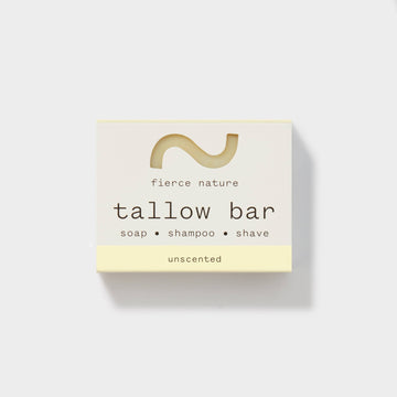 Fierce Nature Multi-Use Tallow Bar (Unscented) – 3-in-1 Soap, Shampoo &amp; Shave Bar