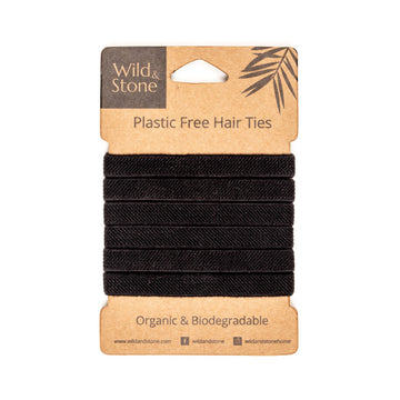 Wild &amp; Stone Plastic-Free Hair Ties – 6 Pack Black