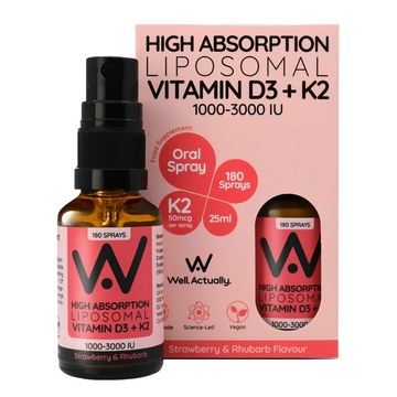 Well.Actually. Liposomal Vitamin D3 &amp; K2 Oral Spray – Strawberry &amp; Rhubarb