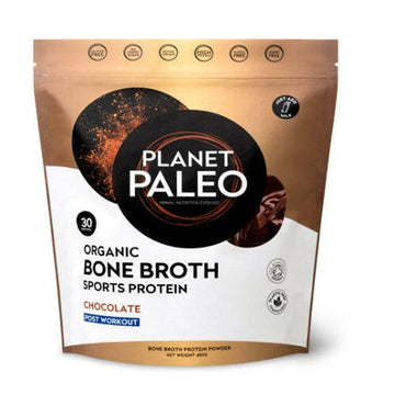 Planet Paleo Organic Bone Broth Sports Protein - Chocolate 240g.