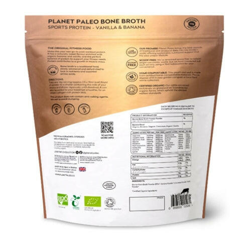 Planet Paleo Organic Bone Broth Sports Protein - Vanilla & Banana 240g.